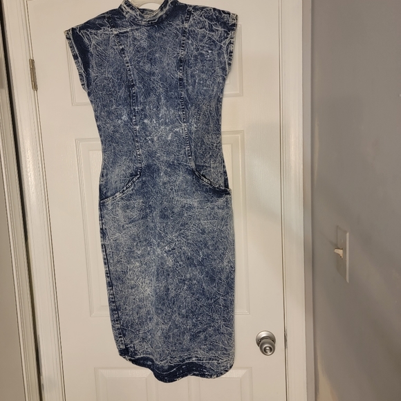 Eber San Francisco Dresses | Eber San Francisco Vtg. Acid Wash Denim Dress Sz M | Color: Blue/White | Size: M | 12jennifer82'S Closet